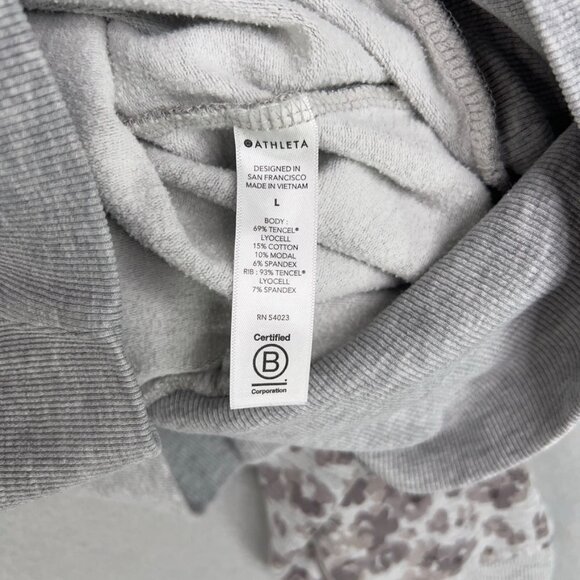 Athleta Track Suit Set Womens Large Gray Leopard Balance Hoodie Jacket Jogger - Picture 6 of 16